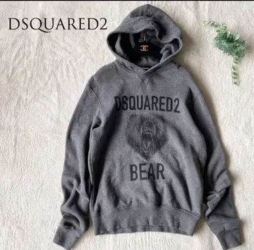 DSQUARED2 빅 로고 베어 프린트 후디 후드티 그레이