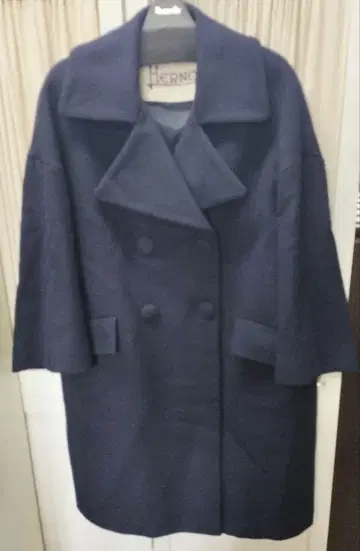 Herno 네이비 더블 브레스트 코트