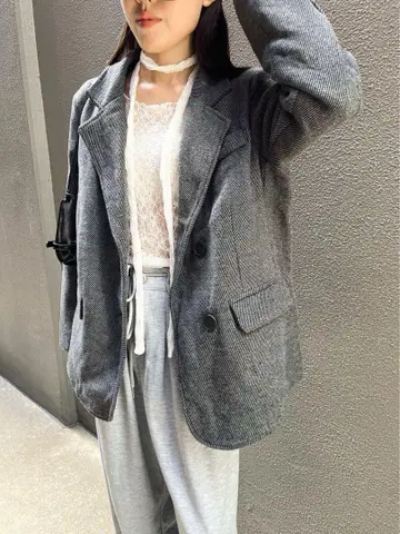 그레이 더블 브레스트 테일러드 자켓