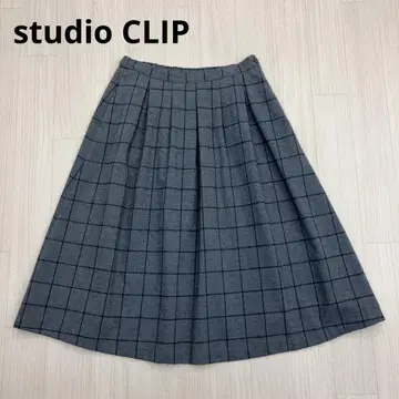 studio CLIP 스튜디오 클립 체크 무늬 플레어 스커트 종아리 기장