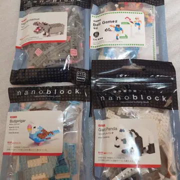 nanoblock 세트 (하마, 잉꼬, 자이언트 팬더, 볼 게임)