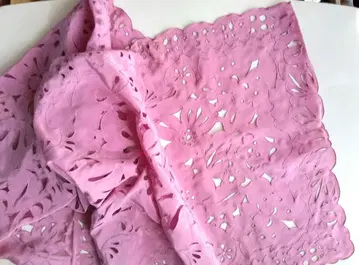 Embroidery Cutwork 숄 1970년대 핸드메이드 레트로