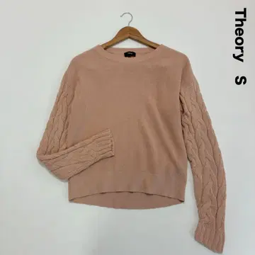 띠어리 케이블 슬리브 니트 캐시미어 혼방 S 페탈 핑크