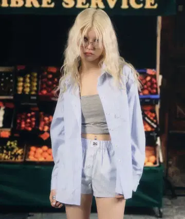 ACLENT 스트라이프 베이직 오버 셔츠