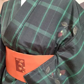 순수 실크 격자 꽃 직조  기모노 (551)