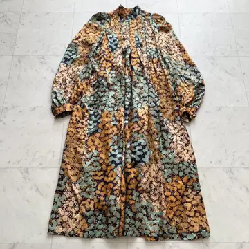 DRIES VAN NOTEN 플라워 프린트 프론트 플리츠 원피스