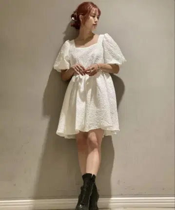 Sister jane 자카드 퍼프 슬리브 원피스