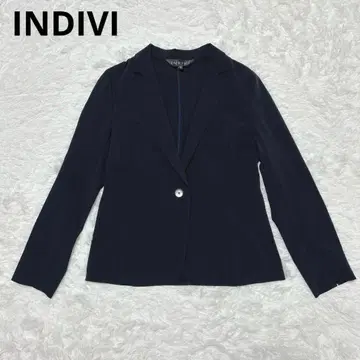 새상품급 INDIVI 테일러드 자켓 네이비 40 일본제