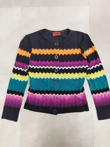 MISSONI 멀티 컬러 보더 니트 가디건 이탈리아제 40
