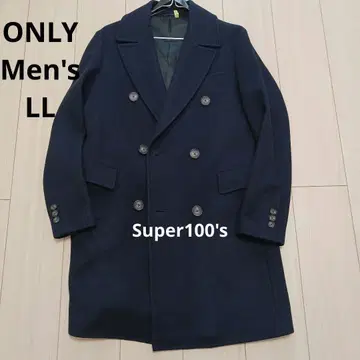 ONLY LL 네이비 더블 브레스트 체스터 코트 Super100's