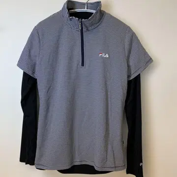 FILA 스트라이프 하프 지퍼 여성용 상의 M