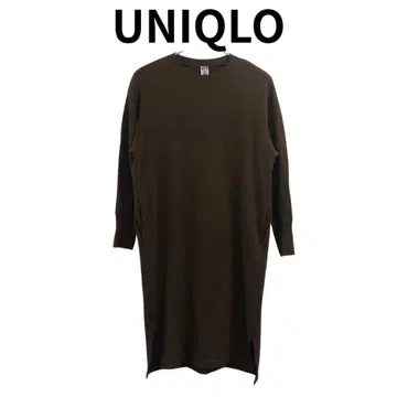 유니클로 여성용 긴팔 원피스 카키 크루넥
