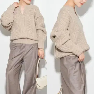 plage 2023AW 아란 숏 풀오버 플라주 케이블 니트