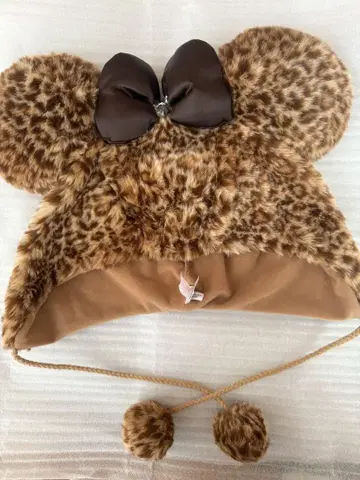 레오파드 무늬 미니풍 모자