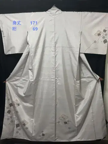 순수 실크 이중 기모노 우시키리츠무기츠케사게