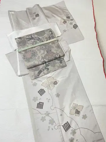 순수 실크 이중 기모노 우시키리츠무기츠케사게
