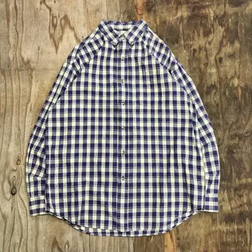 L.L.BEAN BD 셔츠 깅엄 체크 블루 아웃도어 구제 의류
