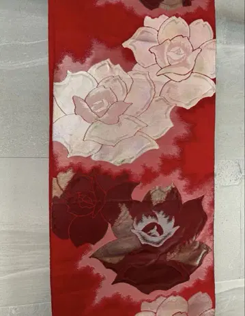 유명 제조사 핫토리 직물 호박 금 호박 금 후쿠로 오비 장미 새상품급