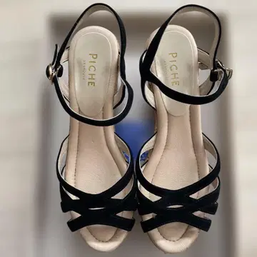 피셰 아바하우스 블랙 스웨이드 코르크 힐 샌들 23.5cm