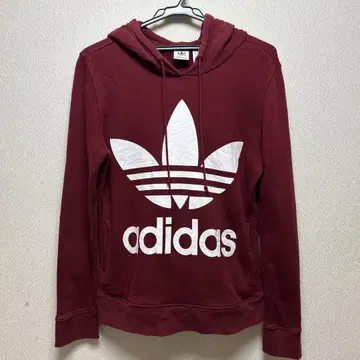 adidas 버건디 후드 부착 후드티 L