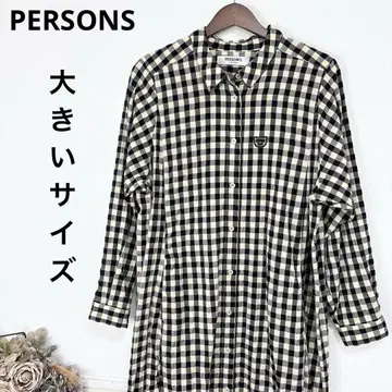 34 새상품급 빅 사이즈 PERSONS 깅엄 체크 고양이 원피스