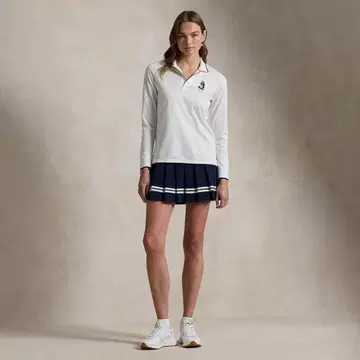새상품 RLX Polo 베어 화이트 긴팔 피케 셔츠 S 골프 랄프 로렌
