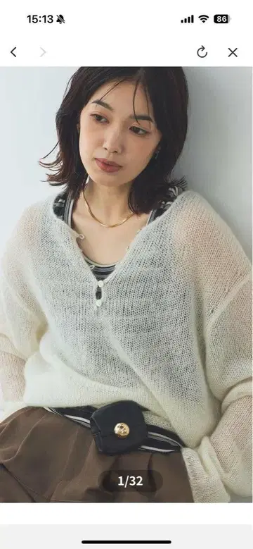 최신 그레디 브릴리언트 모헤어 앞뒤 2way 헨리넥 니트