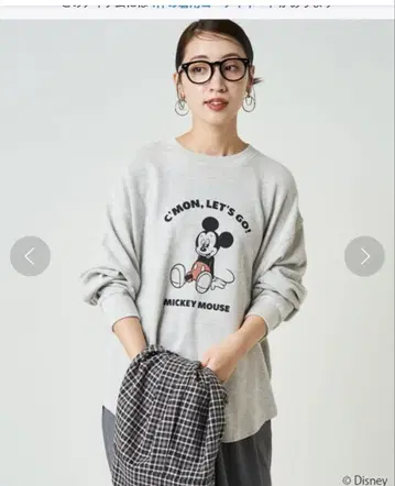 FREAK'S STORE 미키마우스 와플 프린트 롱 슬리브 T셔츠
