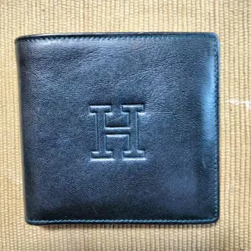 히로후 블랙 가죽 접이식 지갑