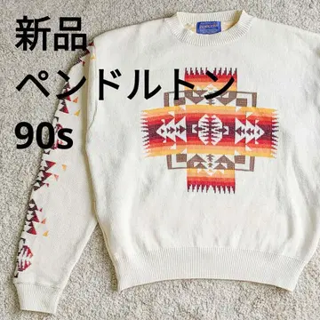 [ 새상품 90s ] 펜들턴 코튼 니트 네이티브 무늬