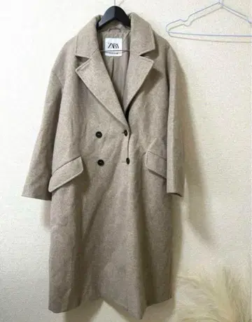 ZARA 베이지 더블 브레스트 롱 코트