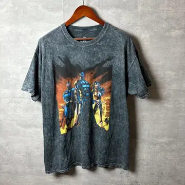 DC COMICS T셔츠 저스티스 리그 3인 XL 워시 블랙