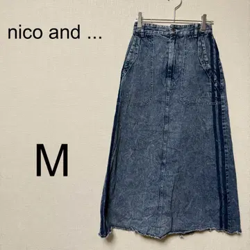 니코앤드 nico and - 데님 플레어 스커트 [ M ] 롱 면