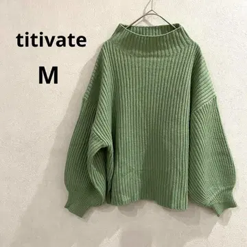 티티베이트 긴팔 니트 하이넥 그린 M 사이즈