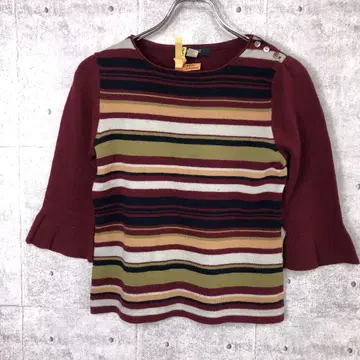 90s 00s MACPHEE 보더 절개 니트 컴팩트 상의