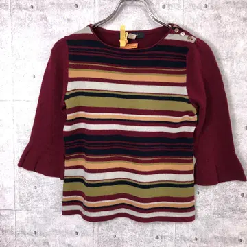 90s 00s MACPHEE 보더 절개 니트 컴팩트 상의