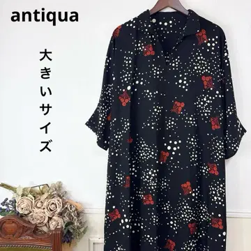 27 새상품급 빅 사이즈 antiqua 도트 플라워 원피스