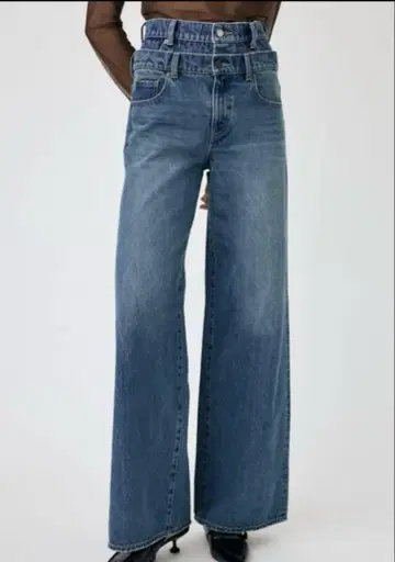 moussy 더블 허리 와이드 데님
