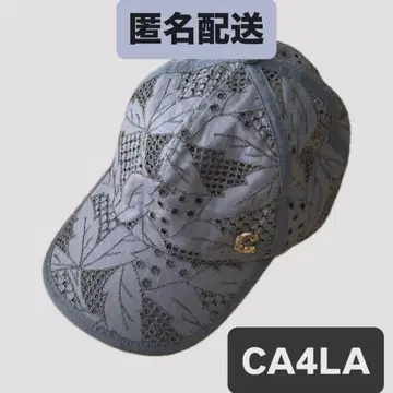 CA4LA 카시라 캡 라이트 블루 자수 꽃무늬 올 패턴
