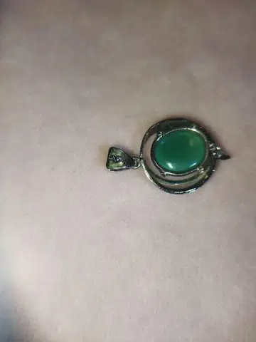 그린 스톤 실버 펜던트 약 3cm