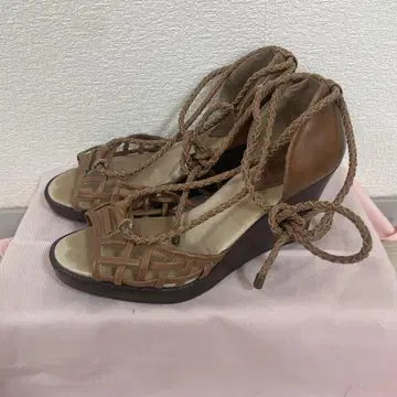 멜베이유 아쉬 뜨개질 디자인 웨지힐 샌들 8cm