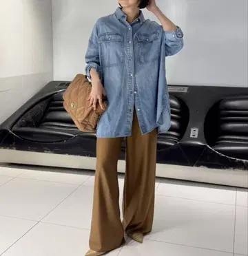 Healthy DENIM 헬시 데님 SLOBE 별주 빅 셔츠 ALMOND