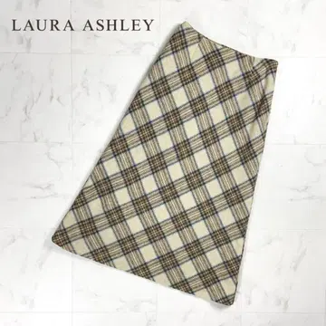 LAURA ASHLEY 울 100% 체크 무늬 롱 스커트*ZC561