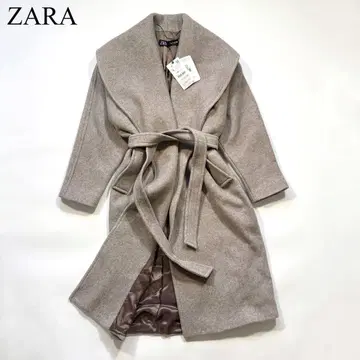 [ 택 포함 ] ZARA MANTECO 빅 칼라 벨트 롱 코트 자라