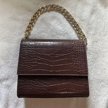 [ 새상품급 ] 다크 브라운 크로커다일풍 핸드백