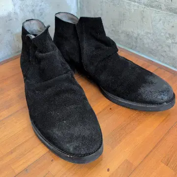 일본제 NO ID. 블랙 스웨이드 사이드 고어 부츠