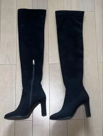 [고품질] Diana 블랙 스웨이드 롱 부츠 하이힐