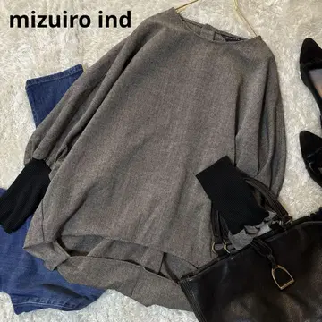 새상품급*mizuiroind 미즈이로 인드 소매 니트 돌먼 풀오버 일본제