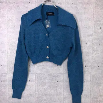 새상품 미사용 CIDER 펄 비쥬 옷깃 니트 크롭 가디건