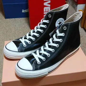 컨버스 올스타 올리브 그린 가죽 하이 블랙